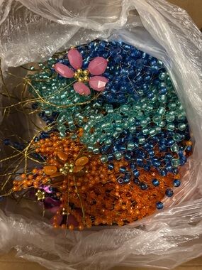 Colorful Beaded Flower Garlands - Blue, Teal, Orange, Pink